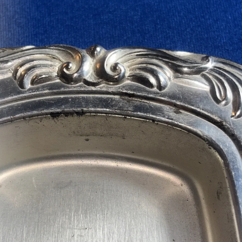 Silver Plate Ornate Butter Dish With Glass Insert Vintage
